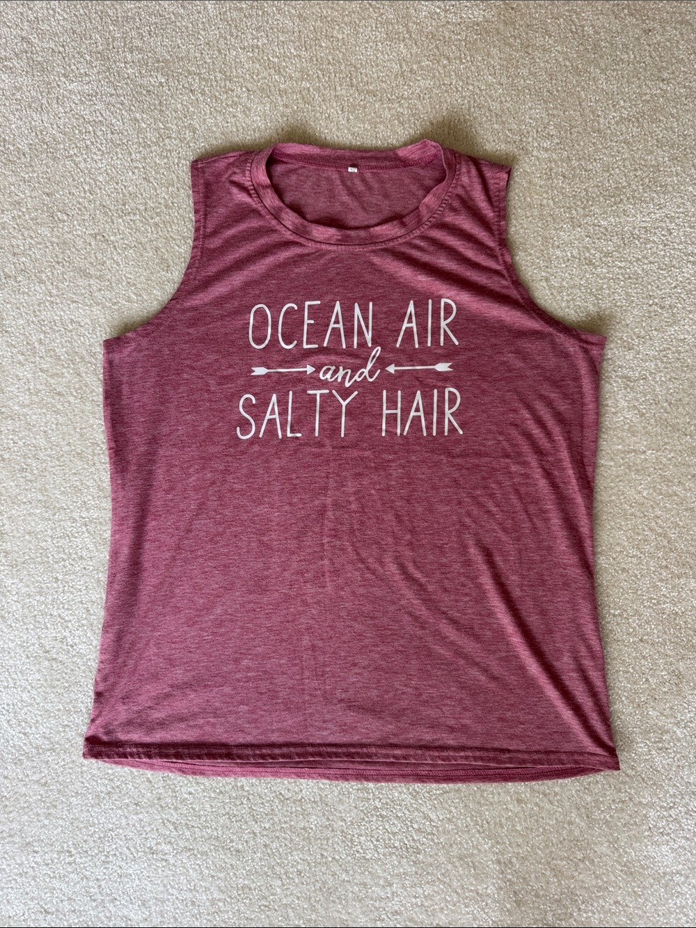 Sleeveless Wine Graphic Tank "Ocean Air and Salty Hair"